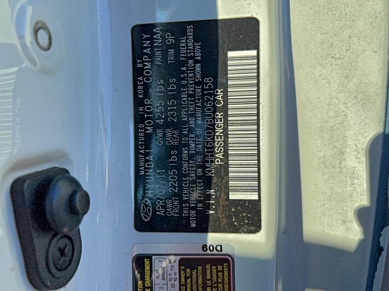 Photo 10 from auction – 2011 HYUNDAI GENESIS CO with VIN KMHHT6KD7BU062158