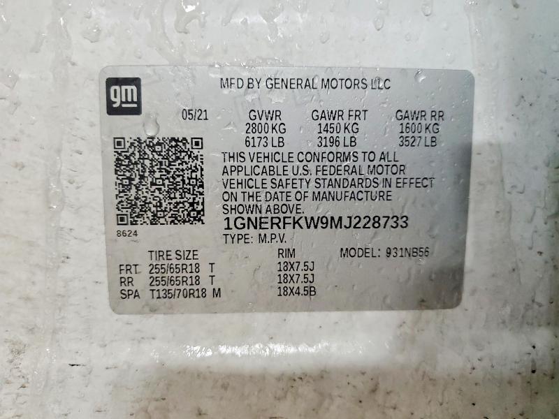 Photo 14 from auction – 2021 CHEVROLET TRAVERSE with VIN 1GNERFKW9MJ228733