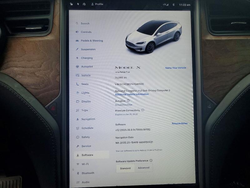 Photo 9 from auction – 2020 TESLA MODEL X with VIN 5YJXCBE21LF249506