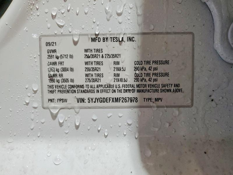 Photo 14 from auction – 2021 TESLA MODEL Y with VIN 5YJYGDEFXMF267978