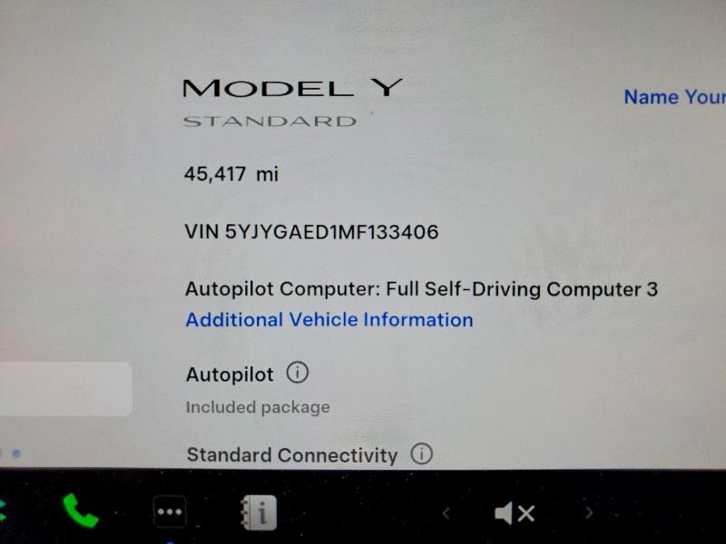 Photo 9 from auction – 2021 TESLA MODEL Y with VIN 5YJYGAED1MF133406