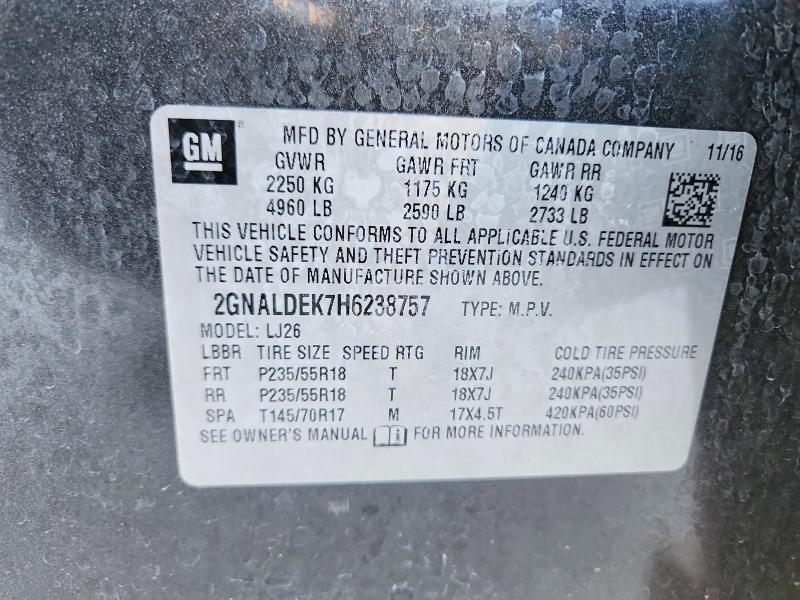 Photo 14 from auction – 2017 CHEVROLET EQUINOX PR with VIN 2GNALDEK7H6238757