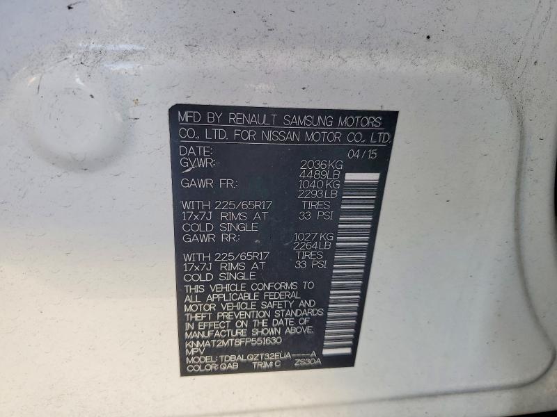 Photo 14 from auction – 2015 NISSAN ROGUE S with VIN KNMAT2MT8FP551630