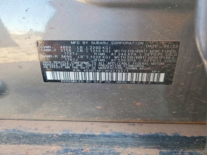 Photo 14 from auction – 2023 SUBARU OUTBACK with VIN 4S4BTAFC9P3218871