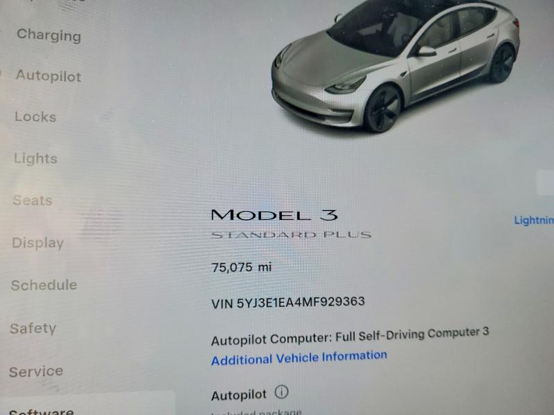 Photo 9 from auction – 2021 TESLA MODEL 3 with VIN 5YJ3E1EA4MF929363