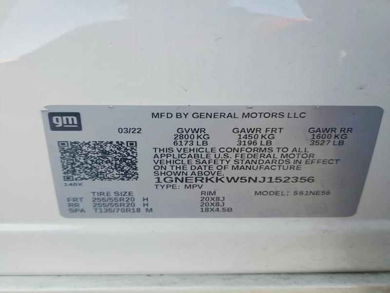 Photo 14 from auction – 2022 CHEVROLET TRAVERSE with VIN 1GNERKKW5NJ152356