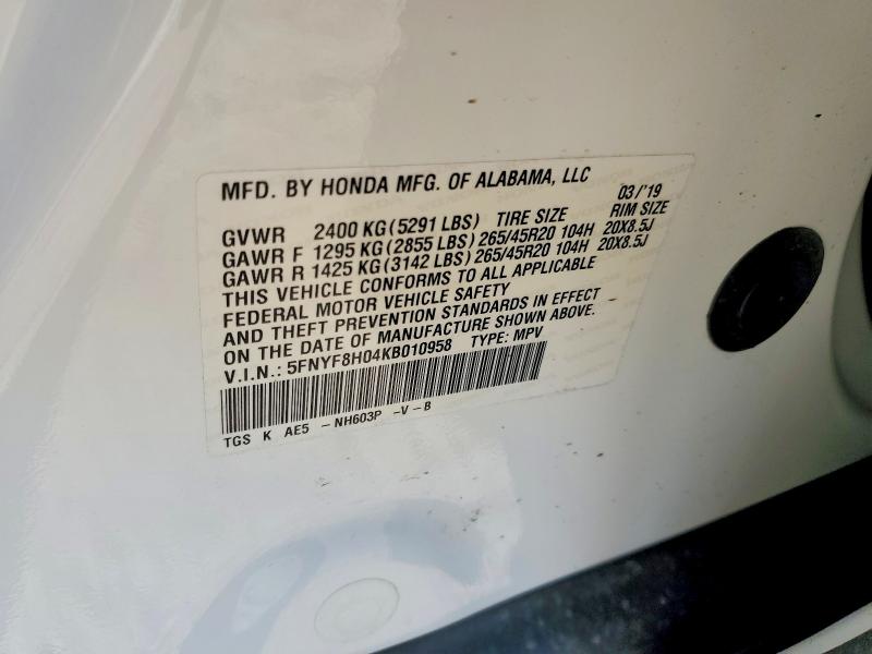 Photo 14 from auction – 2019 HONDA PASSPORT E with VIN 5FNYF8H04KB010958