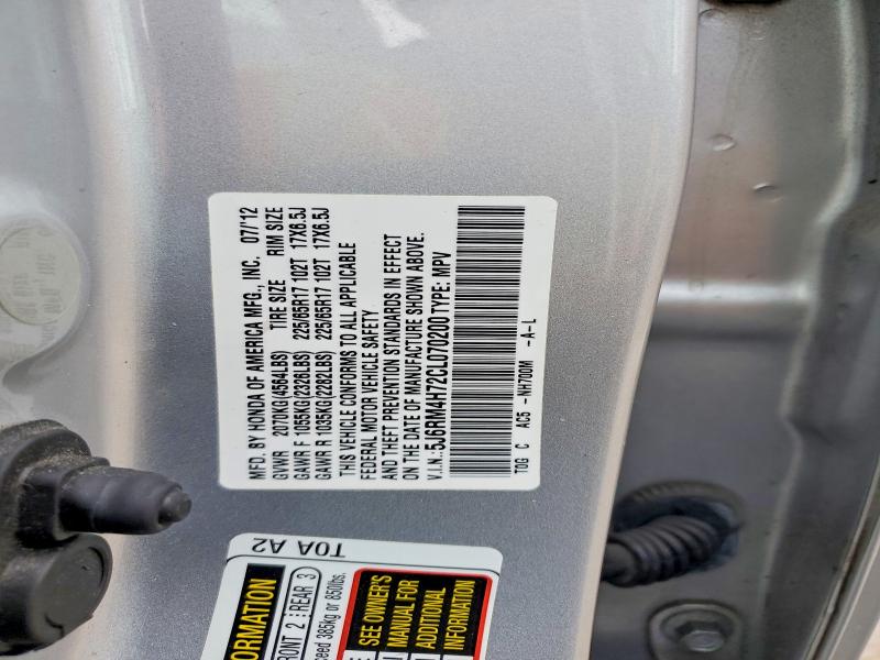 Photo 14 from auction – 2012 HONDA CR-V EXL with VIN 5J6RM4H72CL070200