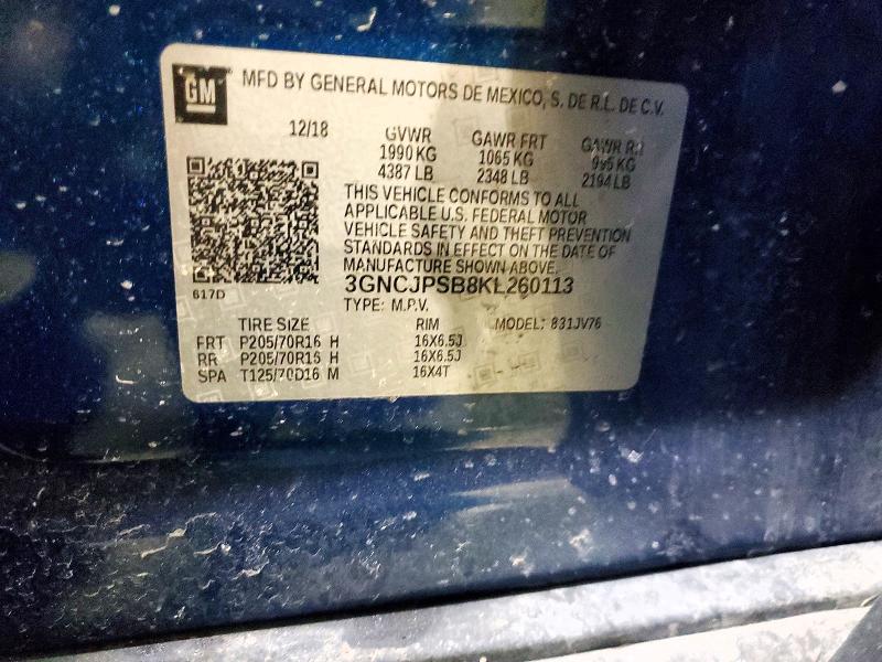 Foto 14 de la subasta – 2019 CHEVROLET TRAX 1LT con VIN 3GNCJPSB8KL260113