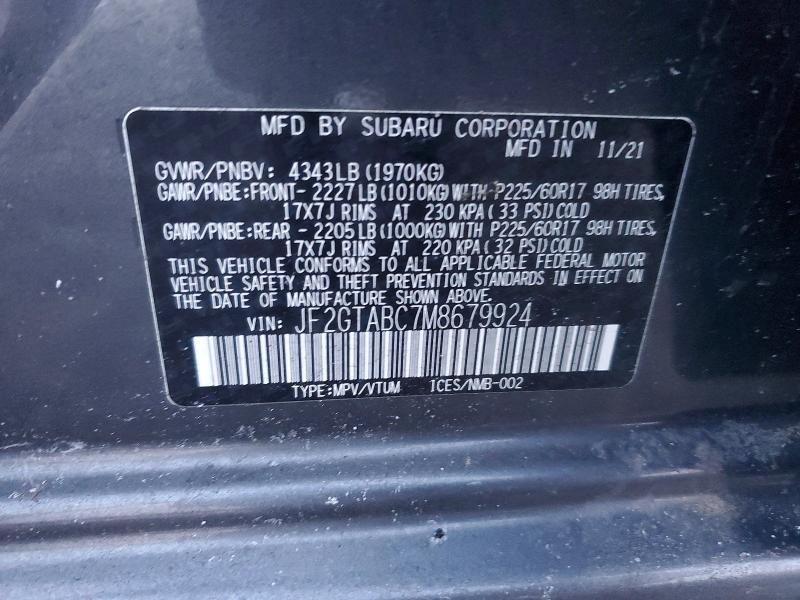 Foto 14 de la subasta – 2021 SUBARU CROSSTREK con VIN JF2GTABC7M8679924