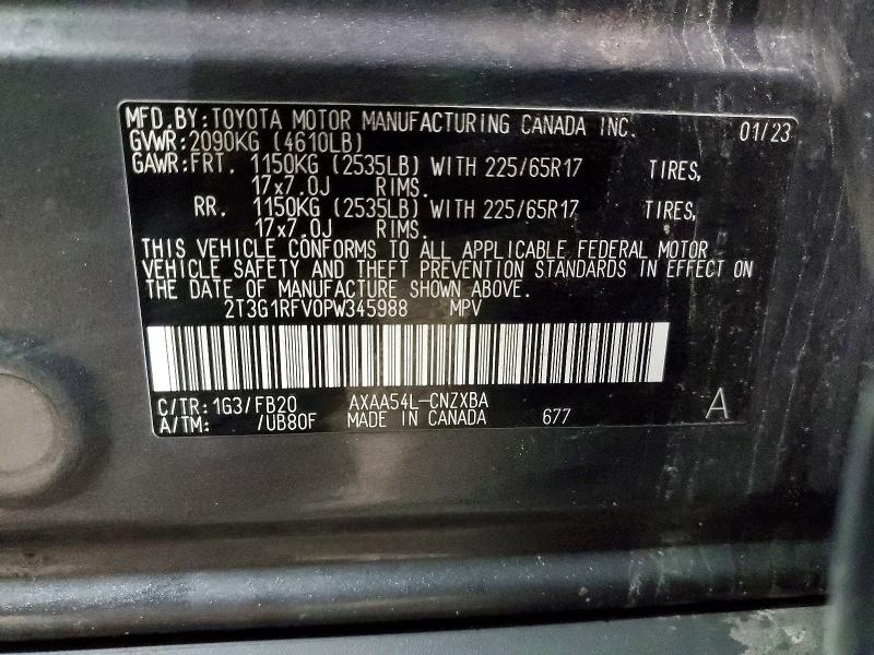 Photo 14 from auction – 2023 TOYOTA RAV4 with VIN 2T3G1RFV0PW345988
