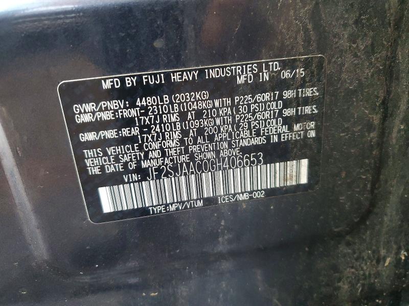 Photo 14 from auction – 2016 SUBARU FORESTER 2 with VIN JF2SJAAC0GH406653