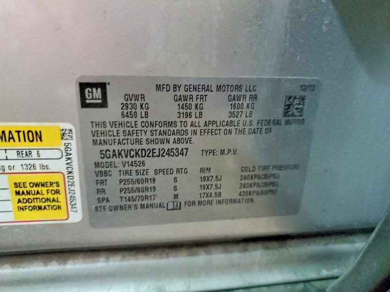 Photo 14 from auction – 2014 BUICK ENCLAVE with VIN 5GAKVCKD2EJ245347