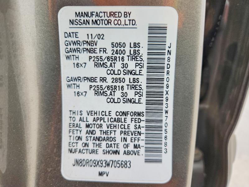 Photo 14 from auction – 2003 NISSAN PATHFINDER with VIN JN8DR09X93W705683