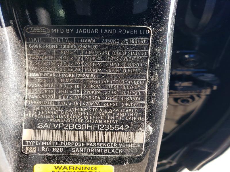 Photo 14 from auction – 2017 LAND ROVER RANGE ROVE with VIN SALVP2BG0HH235642
