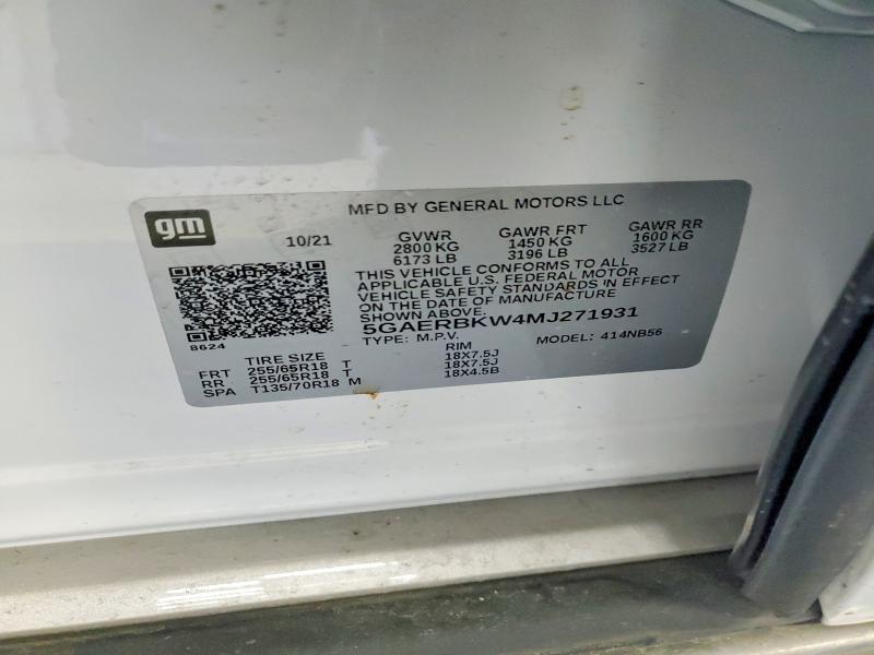 Photo 14 from auction – 2021 BUICK ENCLAVE ES with VIN 5GAERBKW4MJ271931