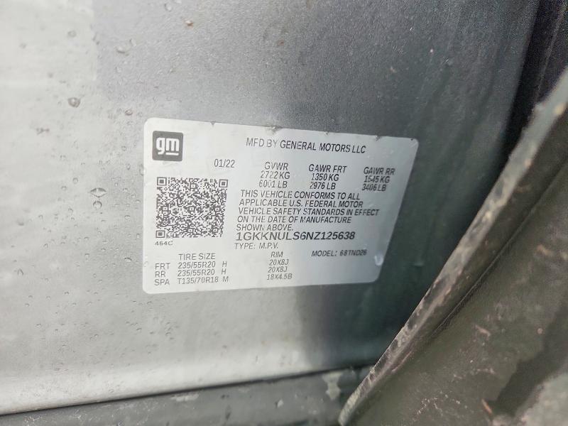 Photo 14 from auction – 2022 GMC ACADIA SLT with VIN 1GKKNULS6NZ125638