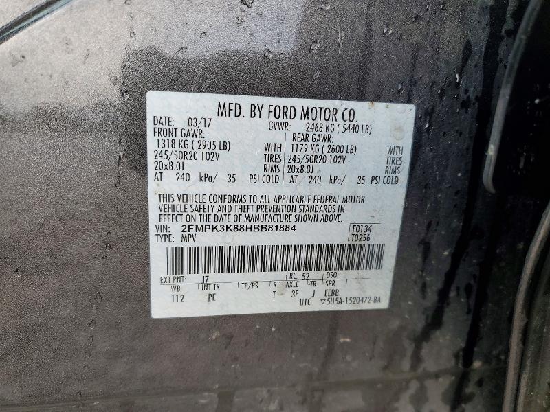 Photo 14 from auction – 2017 FORD EDGE TITAN with VIN 2FMPK3K88HBB81884