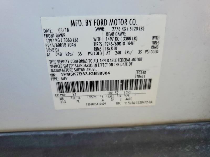 Photo 14 from auction – 2018 FORD EXPLORER with VIN 1FM5K7B83JGB88884