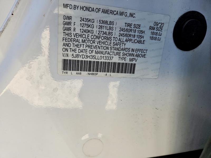 Photo 14 from auction – 2020 ACURA MDX with VIN 5J8YD3H35LL013337