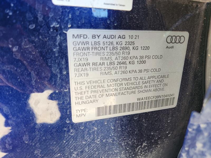 Снимка 14 от търг – 2022 AUDI Q3 PREMIUM с VIN WA1EECF39N1045041