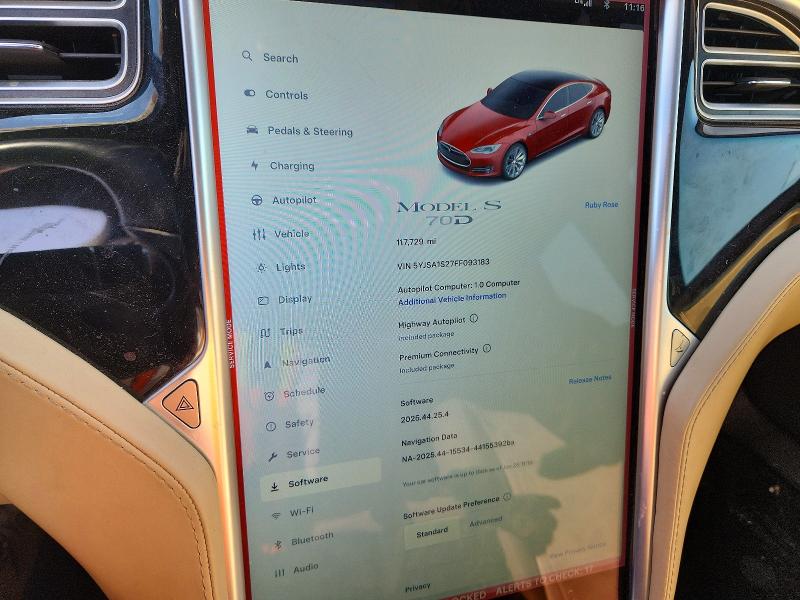 Photo 9 from auction – 2015 TESLA MODEL S 70 with VIN 5YJSA1S27FF093183