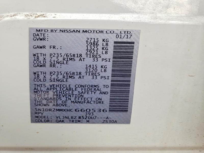 Photo 14 from auction – 2017 NISSAN PATHFINDER with VIN 5N1DR2MMXHC660536