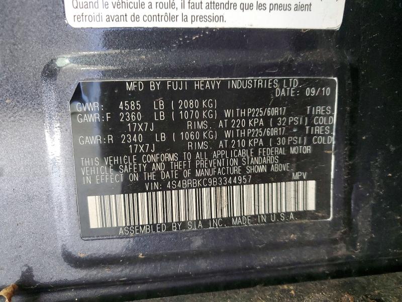 Photo 14 from auction – 2011 SUBARU OUTBACK 2. with VIN 4S4BRBKC9B3344957