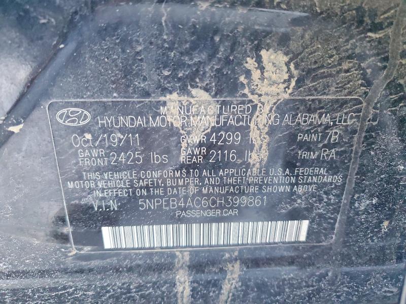 Photo 14 from auction – 2012 HYUNDAI SONATA GLS with VIN 5NPEB4AC6CH399861