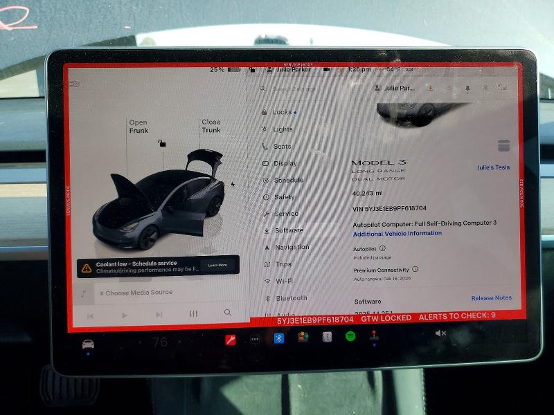 Photo 9 from auction – 2023 TESLA MODEL 3 with VIN 5YJ3E1EB9PF618704