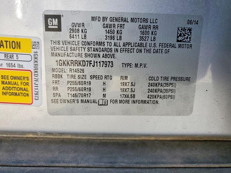 Photo 14 from auction – 2015 GMC ACADIA with VIN 1GKKRRKD7FJ117973