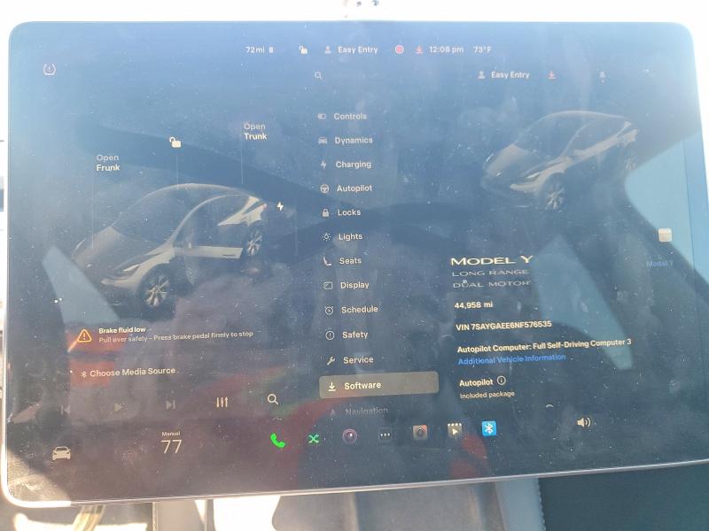 Photo 9 from auction – 2022 TESLA MODEL Y with VIN 7SAYGAEE6NF576535