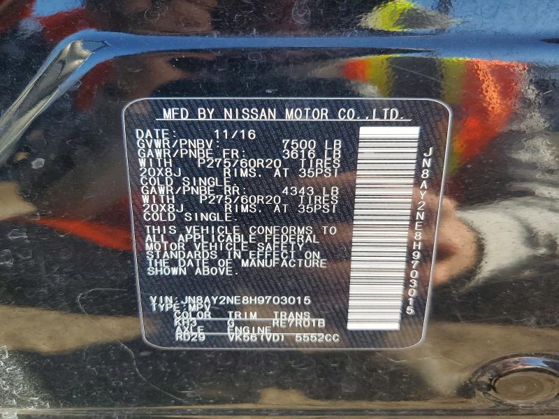 Photo 14 from auction – 2017 NISSAN ARMADA PLA with VIN JN8AY2NE8H9703015