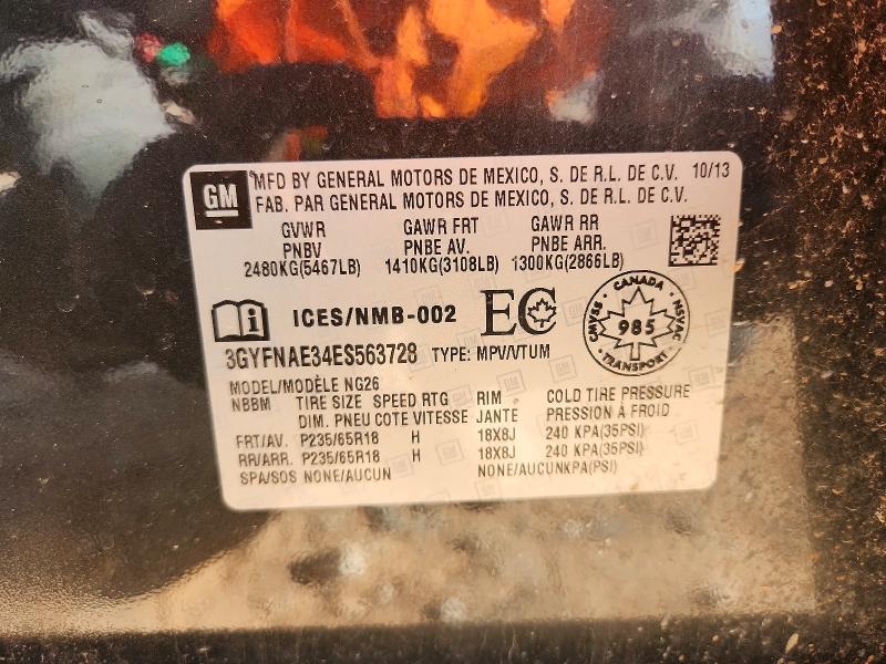 Photo 10 from auction – 2014 CADILLAC SRX with VIN 3GYFNAE34ES563728