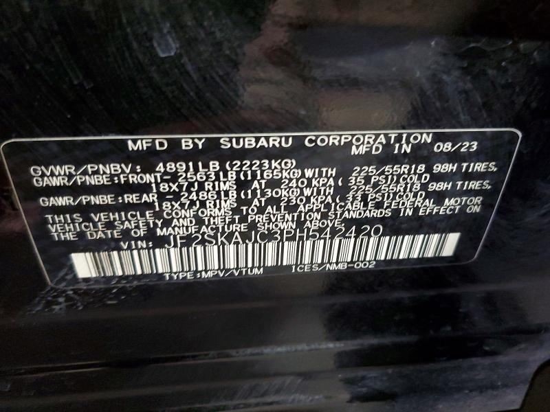 Photo 14 from auction – 2023 SUBARU FORESTER S with VIN JF2SKAJC3PH542420