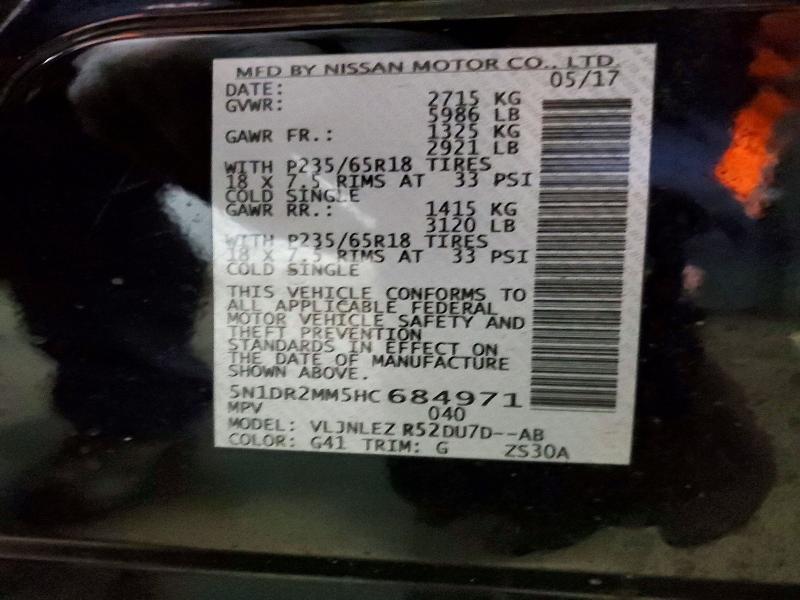 Photo 14 from auction – 2017 NISSAN PATHFINDER with VIN 5N1DR2MM5HC684971
