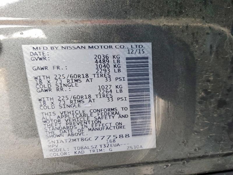 Photo 14 from auction – 2016 NISSAN ROGUE S with VIN 5N1AT2MT8GC777588