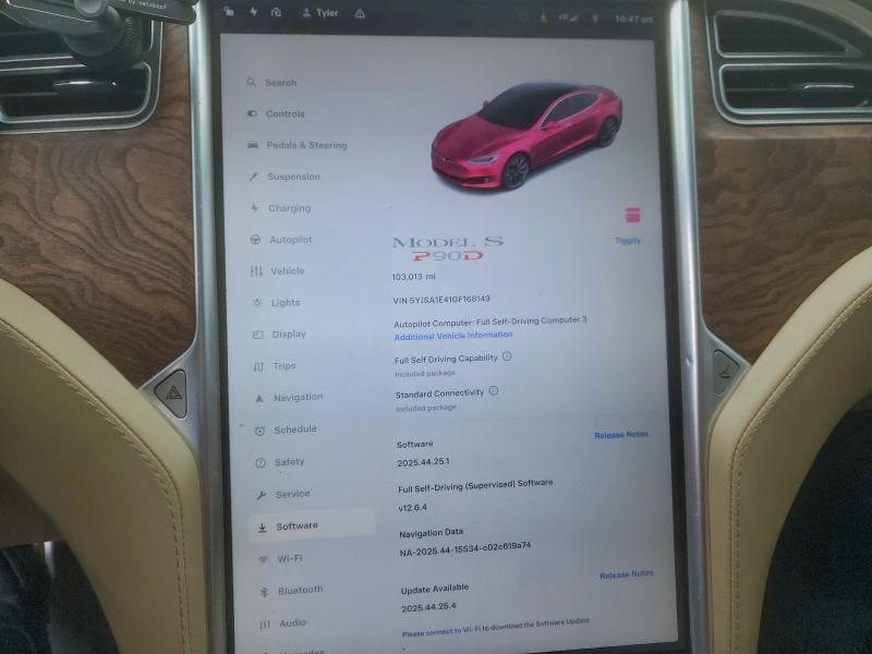 Photo 9 from auction – 2016 TESLA MODEL S with VIN 5YJSA1E41GF168149