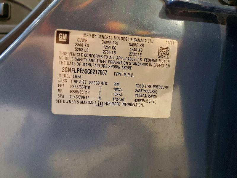 Photo 14 from auction – 2012 CHEVROLET EQUINOX with VIN 2GNFLPE55C6217867