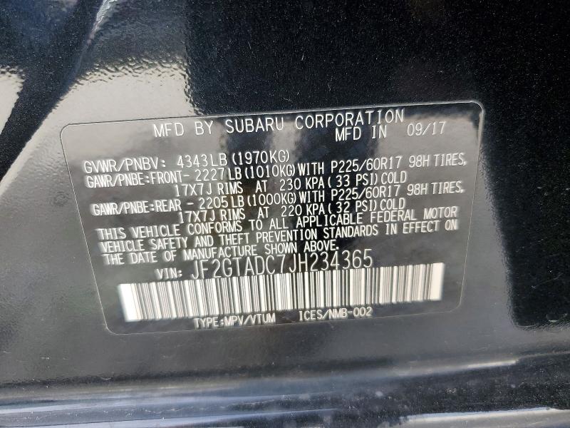 Photo 14 from auction – 2018 SUBARU CROSSTREK with VIN JF2GTADC7JH234365