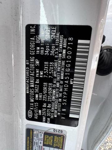 Foto 10 de la subasta – 2016 KIA SORENTO EX con VIN 5XYPHDA51GG100718