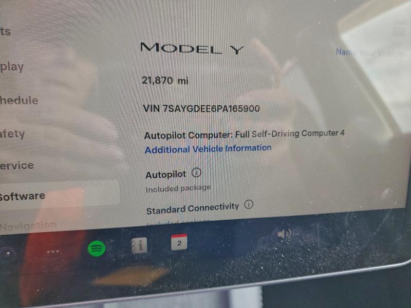 Photo 9 from auction – 2023 TESLA MODEL Y with VIN 7SAYGDEE6PA165900