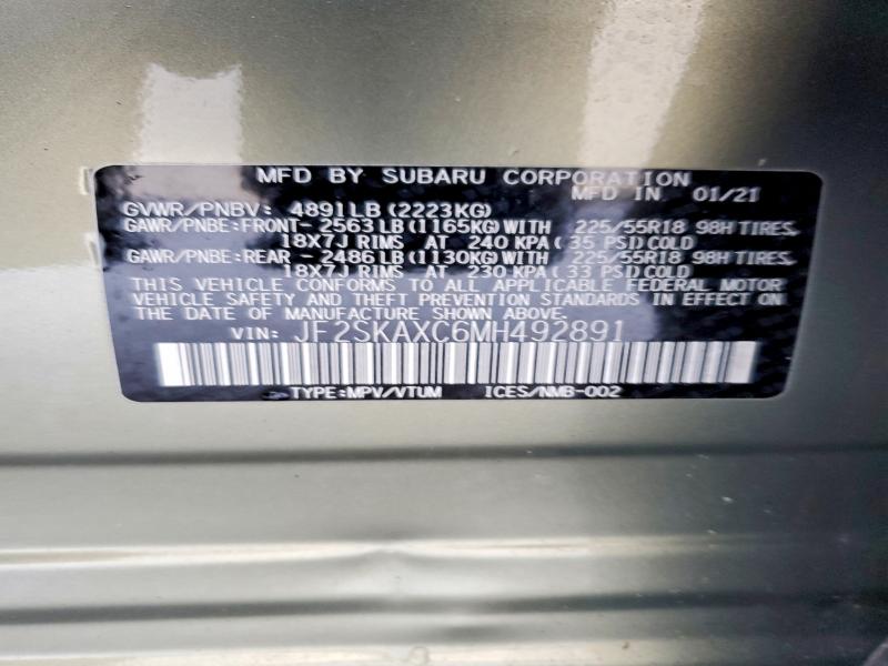 Foto 14 de la subasta – 2021 SUBARU FORESTER T con VIN JF2SKAXC6MH492891