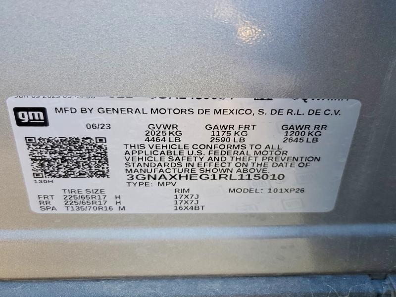 Photo 14 from auction – 2024 CHEVROLET EQUINOX with VIN 3GNAXHEG1RL115010