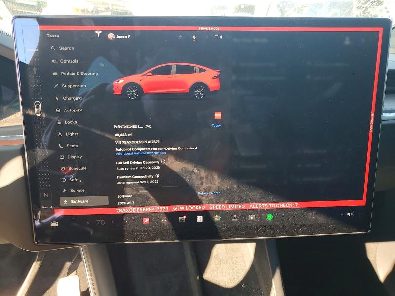 Photo 9 from auction – 2023 TESLA MODEL X with VIN 7SAXCDE55PF417579
