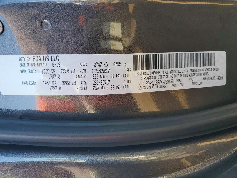Photo 14 from auction – 2019 CHRYSLER PACIFICA T with VIN 2C4RC1BG2KR733139