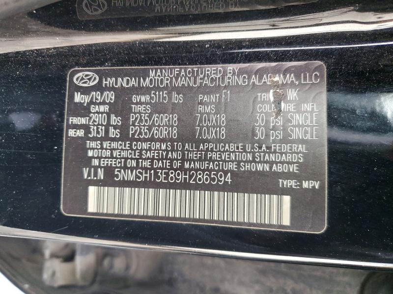 Photo 14 from auction – 2009 HYUNDAI SANTA FE with VIN 5NMSH13E89H286594