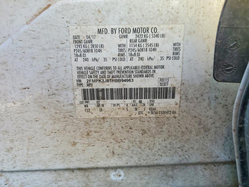 Photo 14 from auction – 2017 FORD EDGE with VIN 2FMPK3J81HBB94963