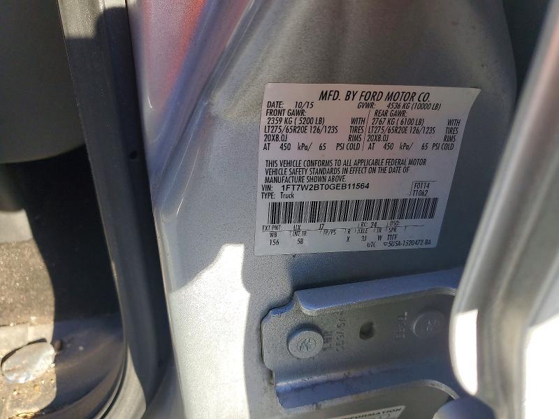 Photo 14 from auction – 2016 FORD F250 with VIN 1FT7W2BT0GEB11564