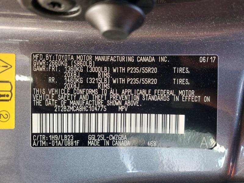 Photo 14 from auction – 2017 LEXUS RX 350 BAS with VIN 2T2BZMCA8HC104775